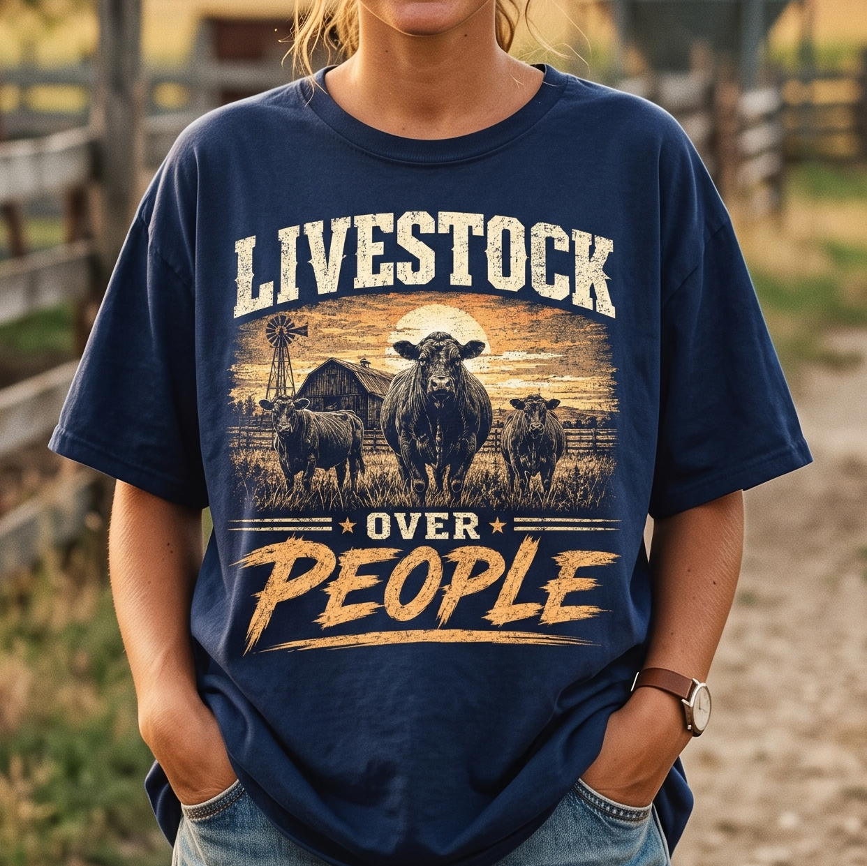 Livestock over People Unisex T-Shirt,  Funny Cow Comfort Colors Shirt