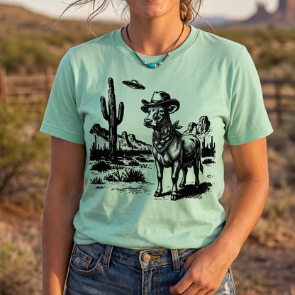 UFO Cow Western Unisex T-Shirt - myfunfarm