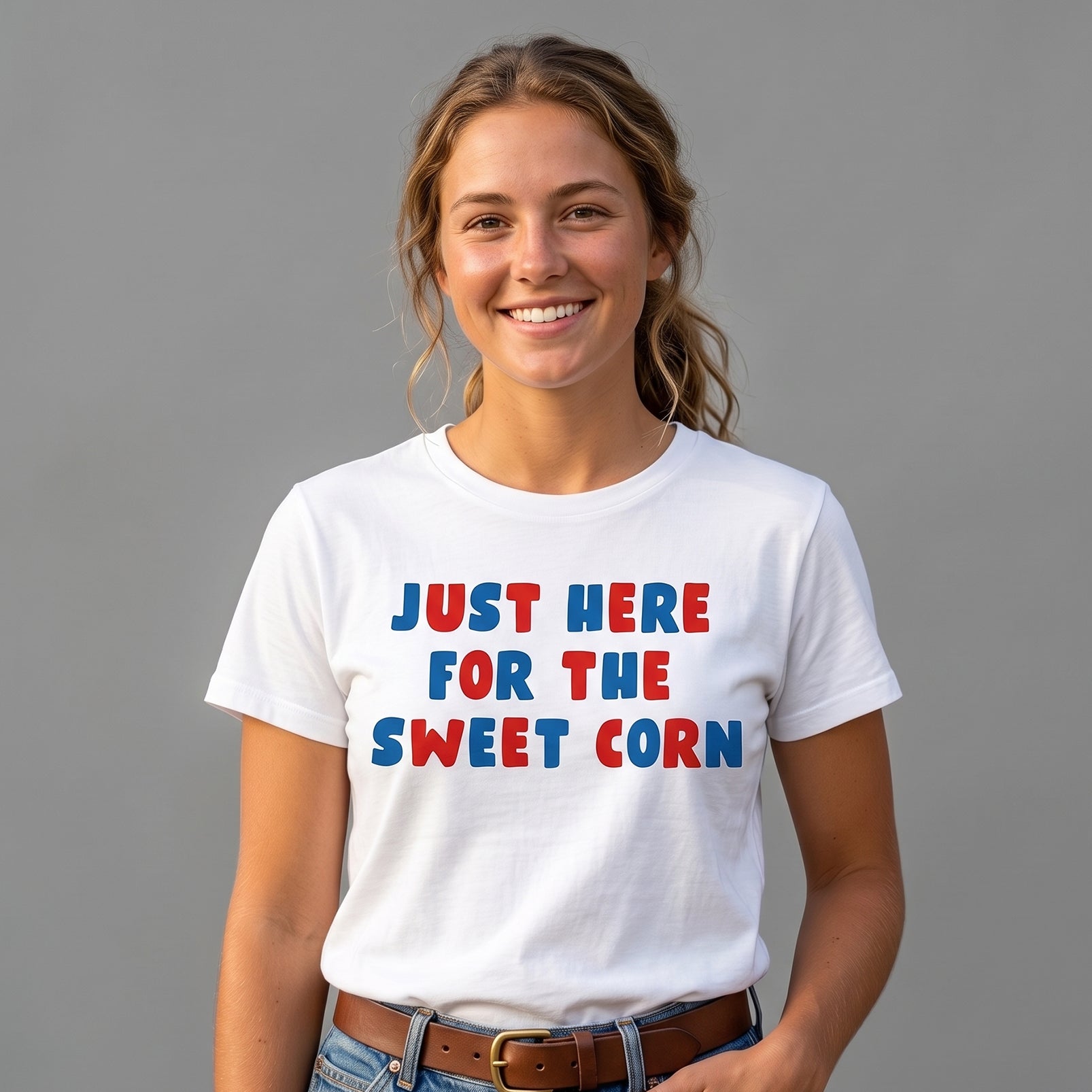 Just here for the Sweet corn, Unisex T-Shirt-4th of July Couples Shirt - myfunfarm
