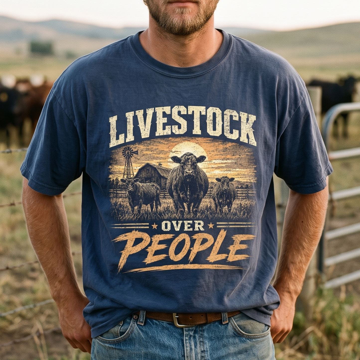 Livestock over People Unisex T-Shirt,  Funny Cow Comfort Colors Shirt