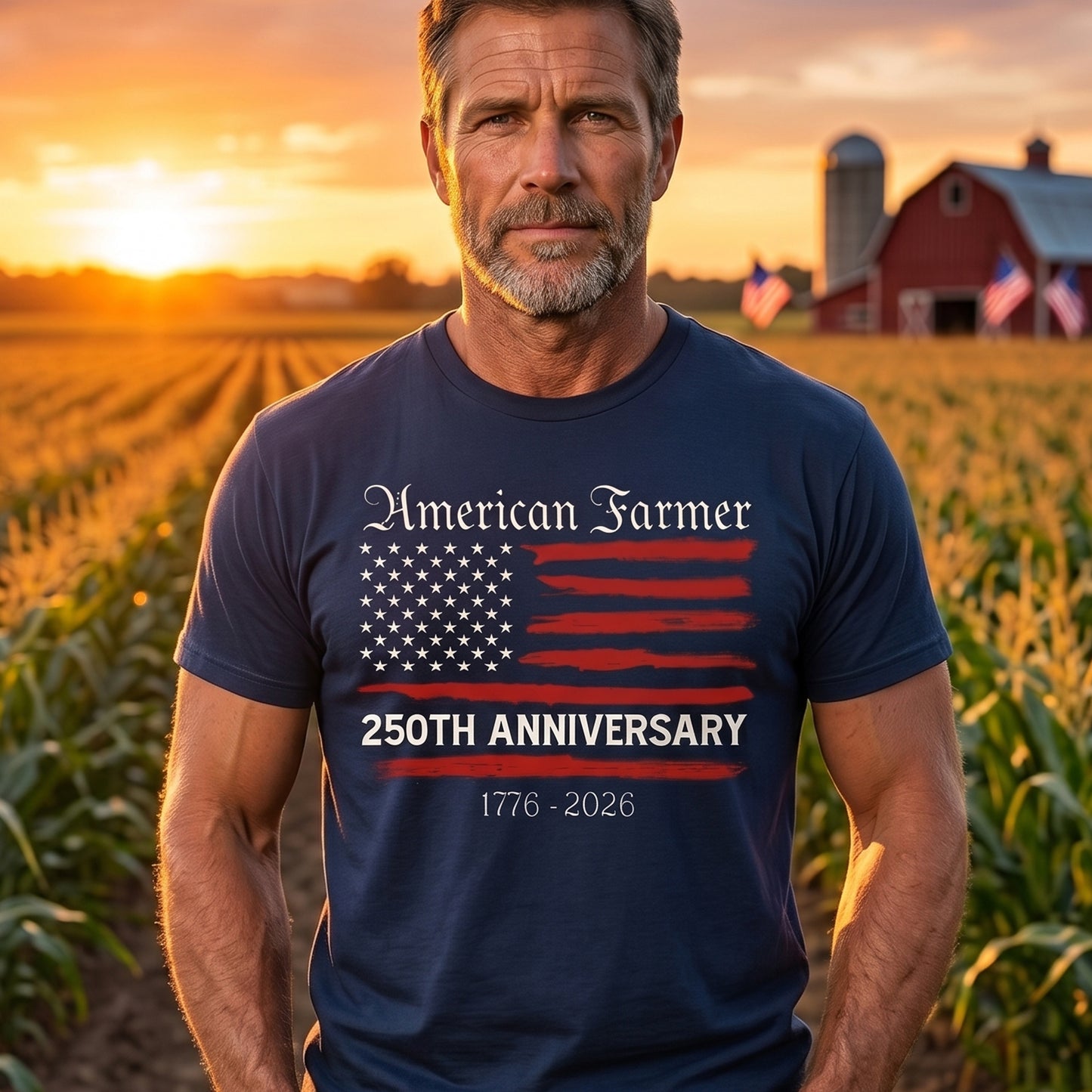 Patriotic Shirt, American farmer 250th Anniversary Semiquincentennial Unisex T-Shirt - myfunfarm
