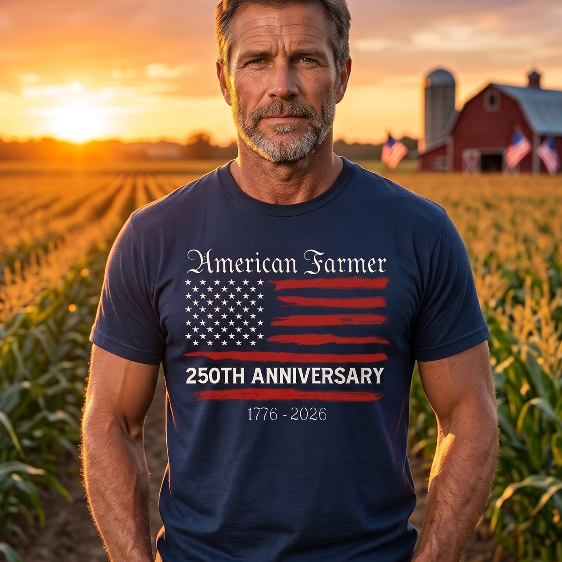 Patriotic Shirt, American farmer 250th Anniversary Semiquincentennial Unisex T-Shirt - myfunfarm