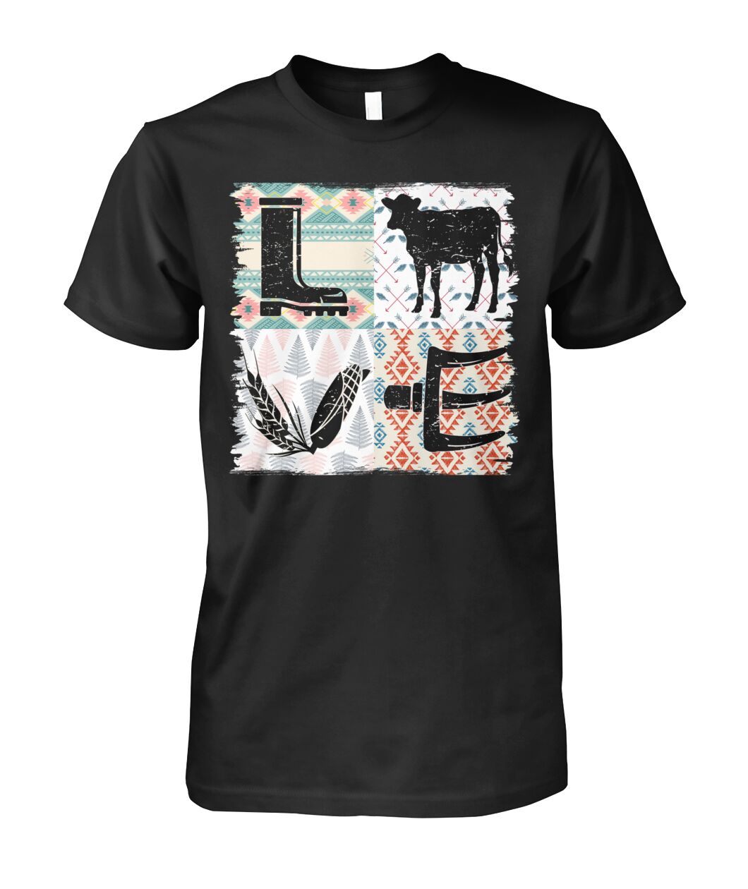 Retro pattern Love Cow Icon  unisex t-shirt , Hoodies for farmers