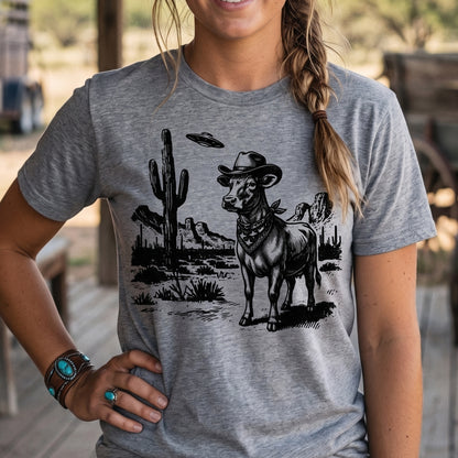 UFO Cow Western Unisex T-Shirt - myfunfarm