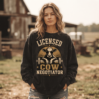 Licensed Cow Negotiator Unisex T-Shirt,  Funny Cow Comfort Colors Shirt