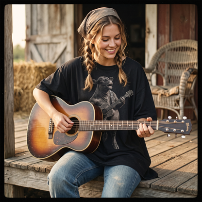 Country music singer cow Playing Guitar Unisex T-Shirt,  Funny Cow Comfort Colors Shirt