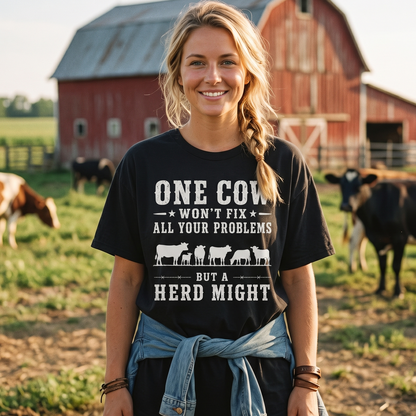 One cow won't fix all your problems but a herd might Unisex T-Shirt, Sweat-shirt and Hoodie