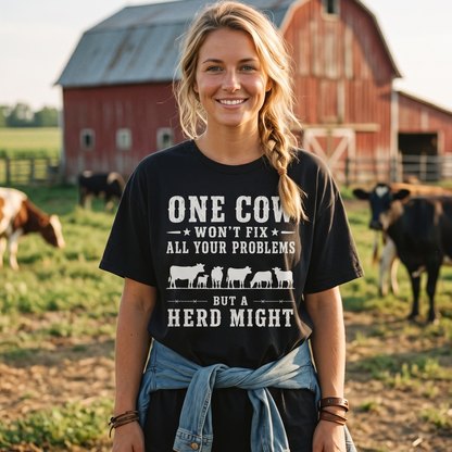 One cow won't fix all your problems but a herd might Unisex T-Shirt, Sweat-shirt and Hoodie
