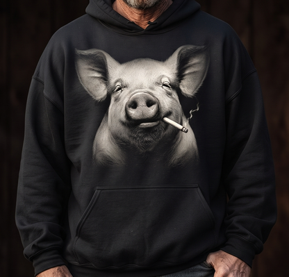 Smoking Pig Unisex T-Shirt,  Funny Comfort Colors Shirt for Pig Lovers