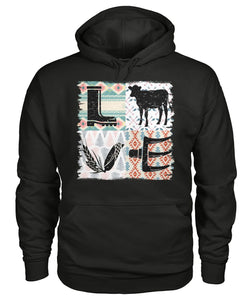 Retro pattern Love Cow Icon  unisex t-shirt , Hoodies for farmers