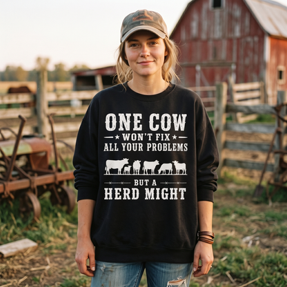 One cow won't fix all your problems but a herd might Unisex T-Shirt, Sweat-shirt and Hoodie