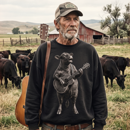 Country music singer cow Playing Guitar Unisex T-Shirt,  Funny Cow Comfort Colors Shirt
