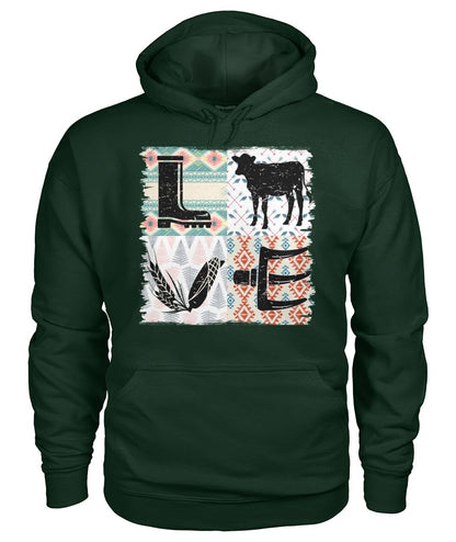 Retro pattern Love Cow Icon  unisex t-shirt , Hoodies for farmers