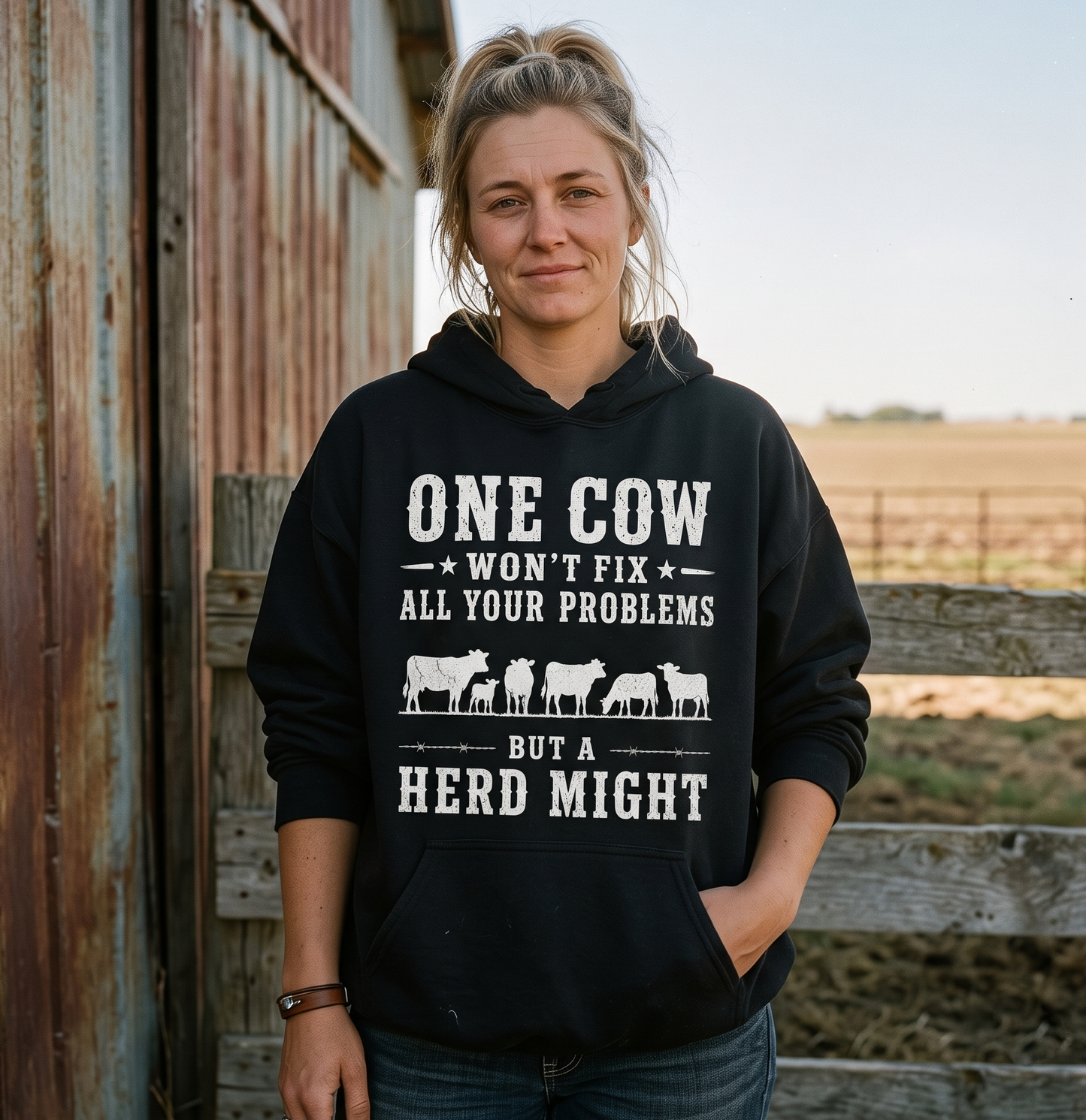 One cow won't fix all your problems but a herd might Unisex T-Shirt, Sweat-shirt and Hoodie