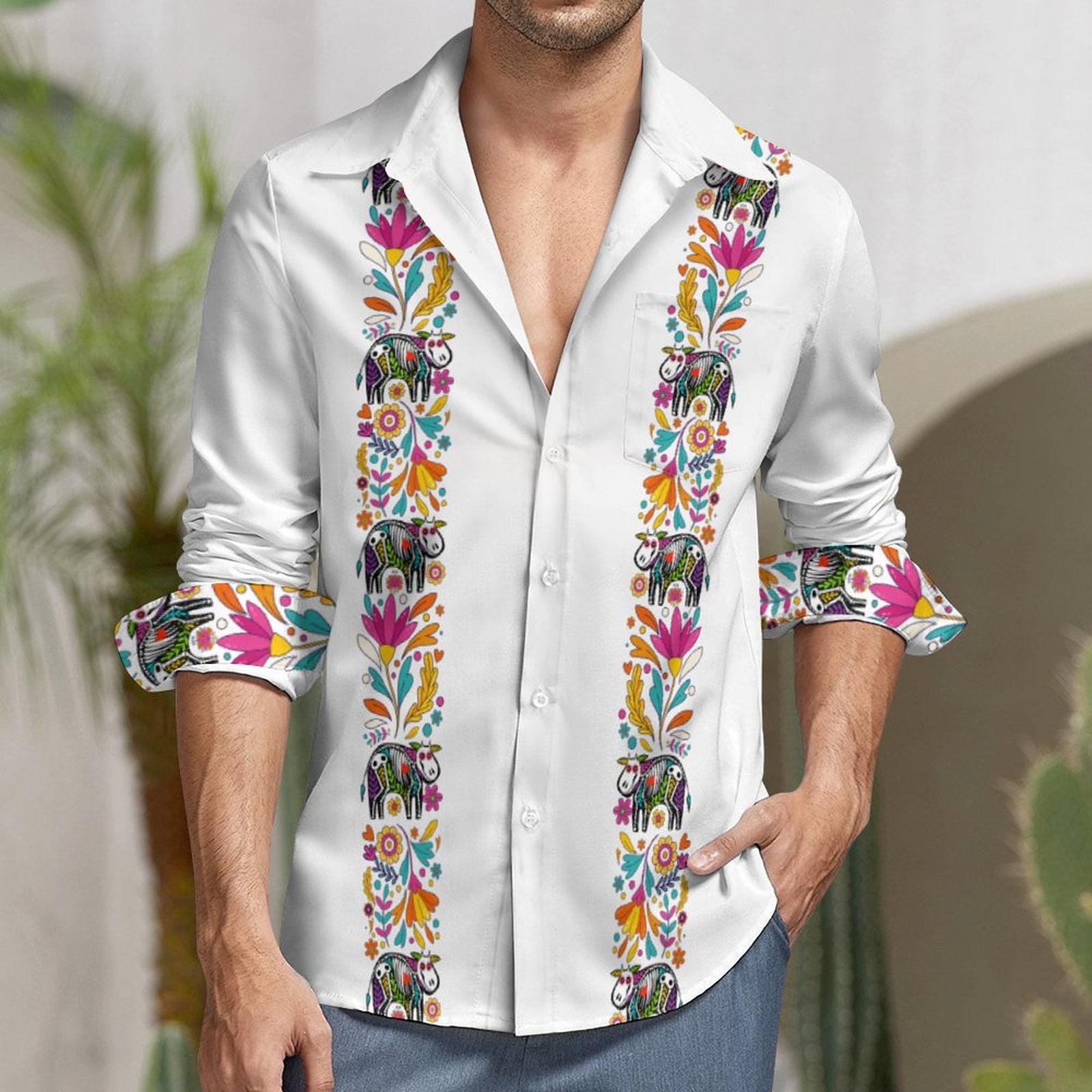 Mexican cow pattern - long sleeve shirt  for farmers - myfunfarm