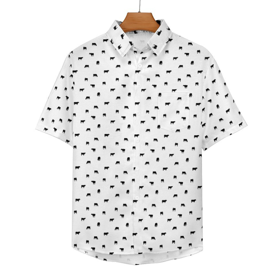 Cattle icon pattern - Men's Linen Short Sleeve Shirt for farmers