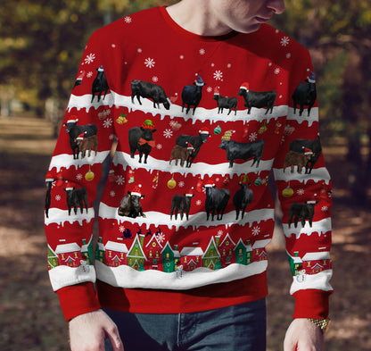 Angus cattle in snow - Merry Christmas -  Unisex Sweatshirt and Pants - myfunfarm