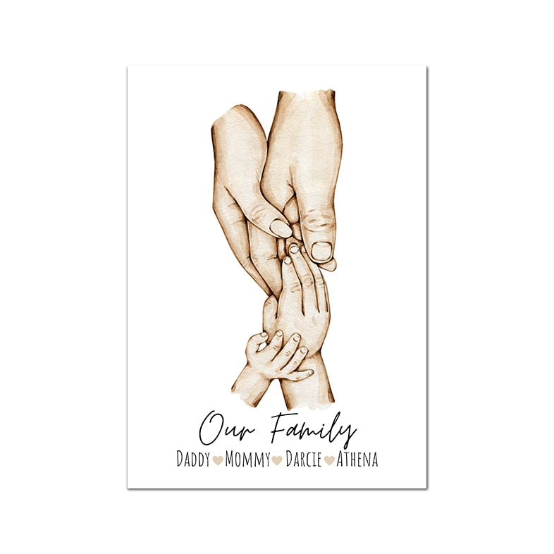 Personalised Family Names Canvas Painting Wall Art Home Decor Gift - No frame