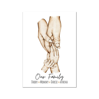 Personalised Family Names Canvas Painting Wall Art Home Decor Gift - No frame