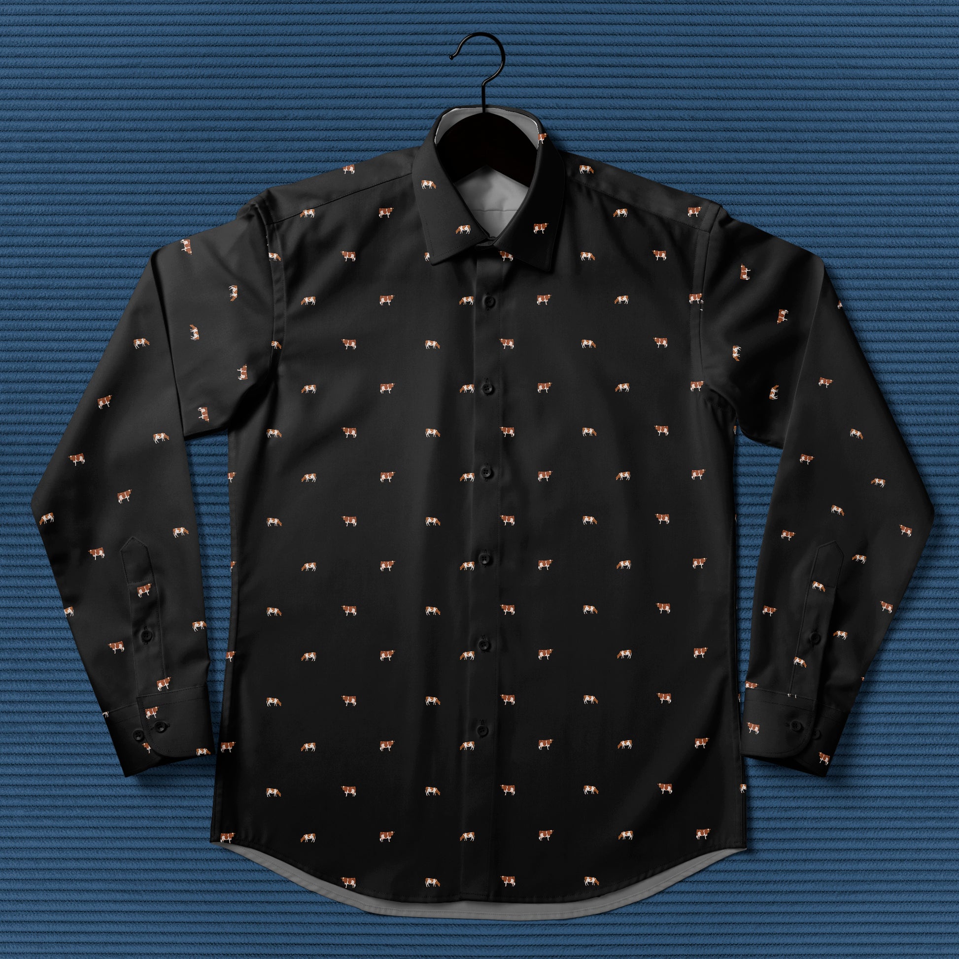 Guernsey cattle icon pattern - Men's Casual Long Sleeve Shirt - myfunfarm