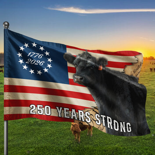 250 Years Strong Patriotic Cattle Flag USA Decor - myfunfarm
