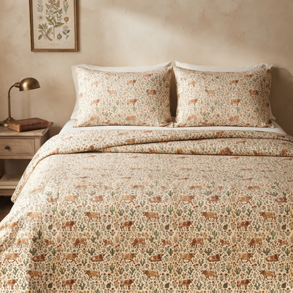 Floral texas longhorn cattle pattern Bedding set