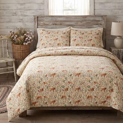 Floral texas longhorn cattle pattern Bedding set