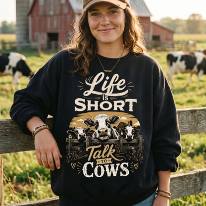 Life is short Talk to Cows Unisex T-Shirt,  Funny Cow Comfort Colors Shirt