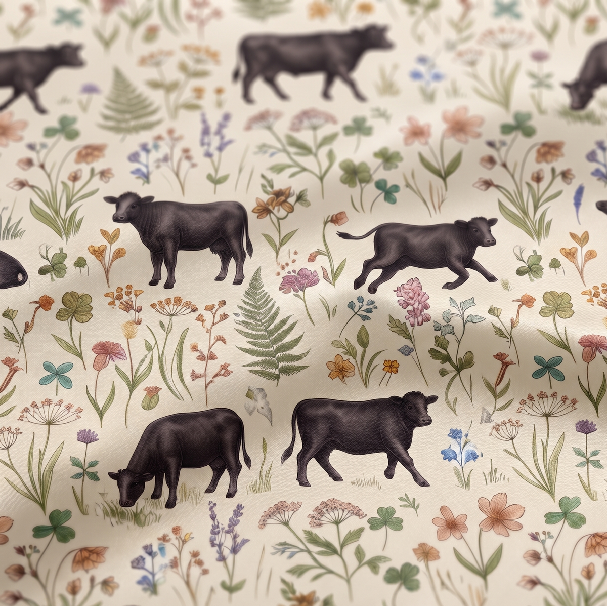 Angus cattle cute Floral Pattern Pajamas Set Matching Family Farrmer Outfit