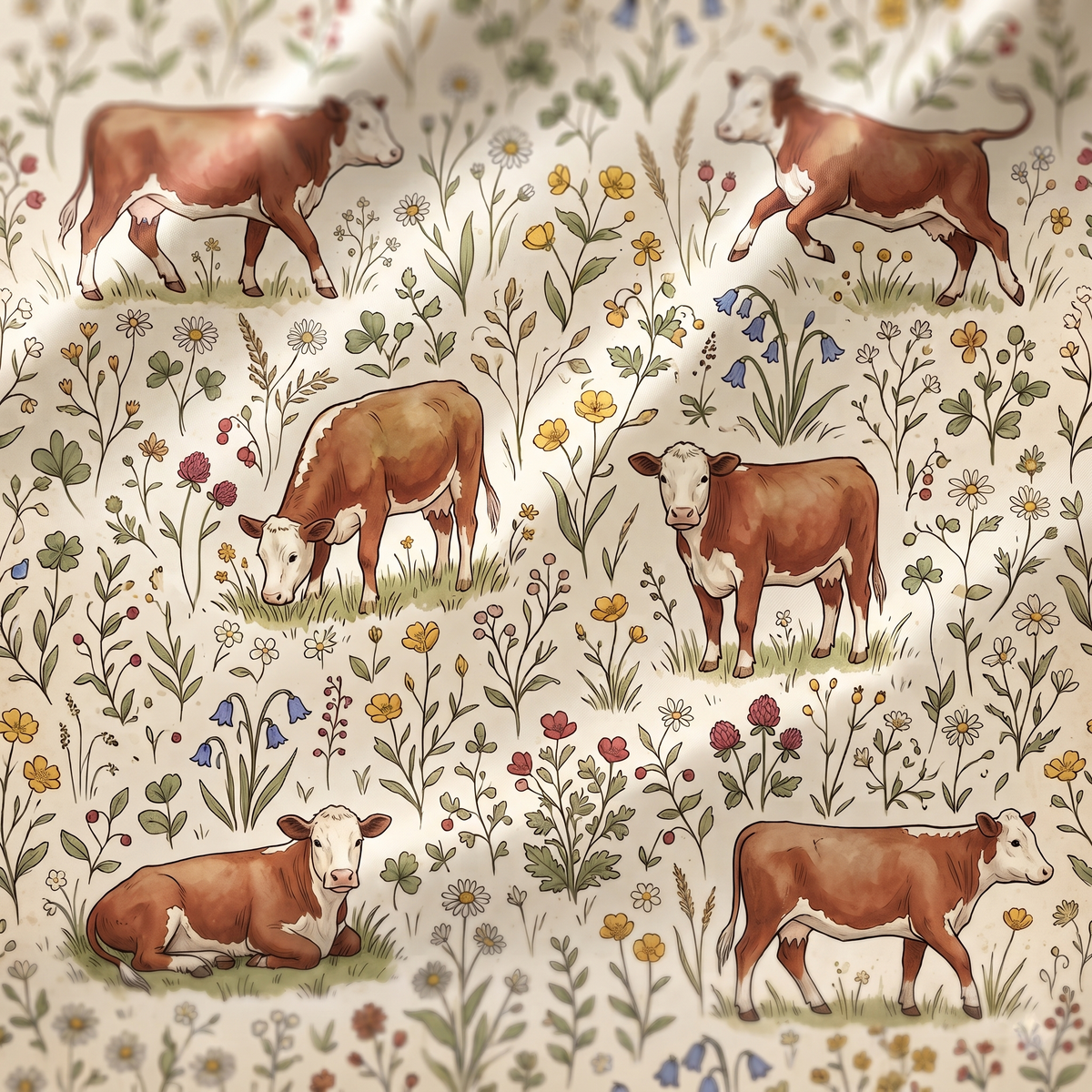 Hereford cattle cute Floral Pattern Pajamas Set Matching Family Farrmer Outfit