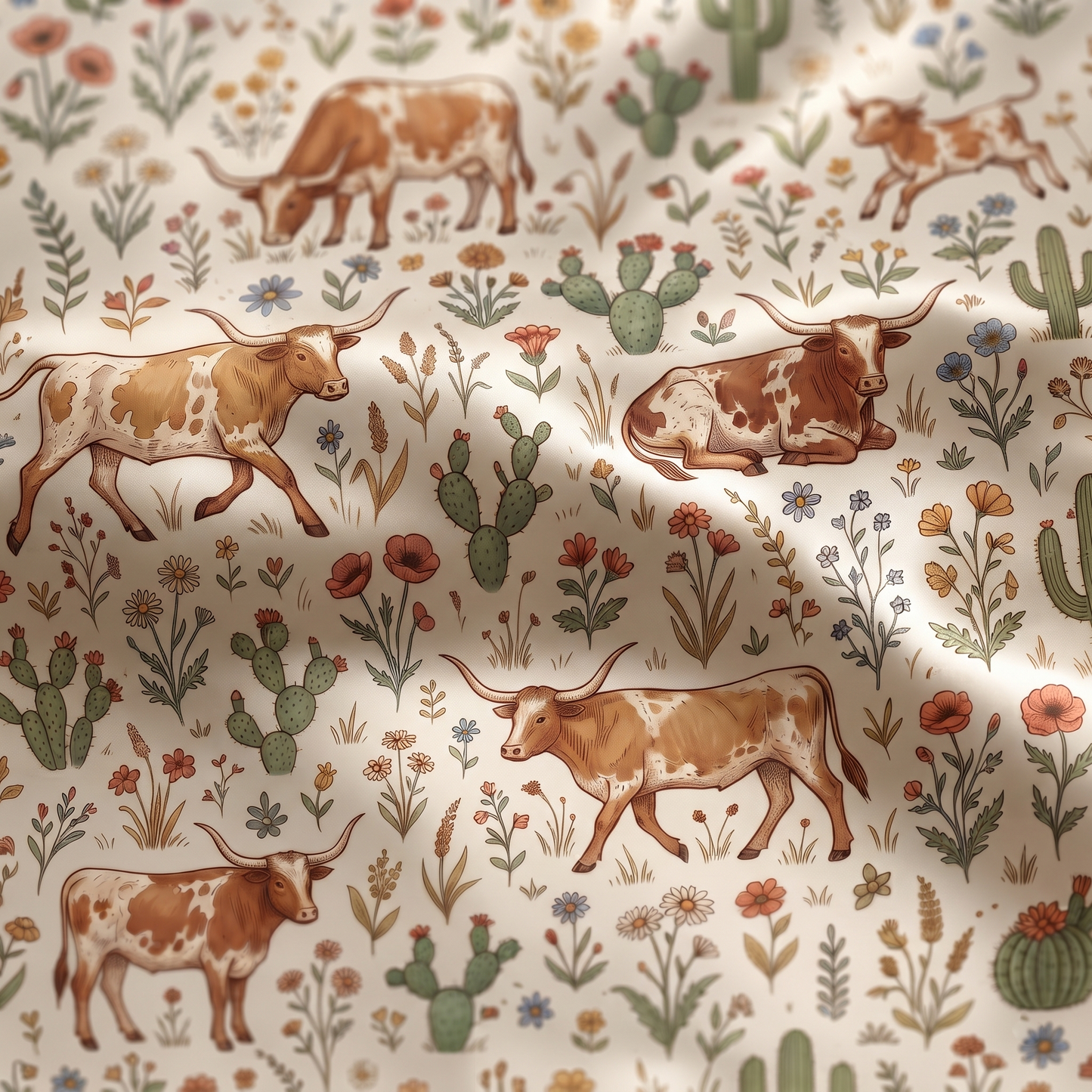 Floral texas longhorn cattle pattern Bedding set