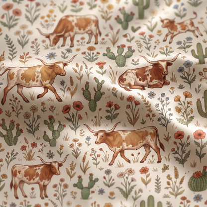 Floral texas longhorn cattle pattern Bedding set