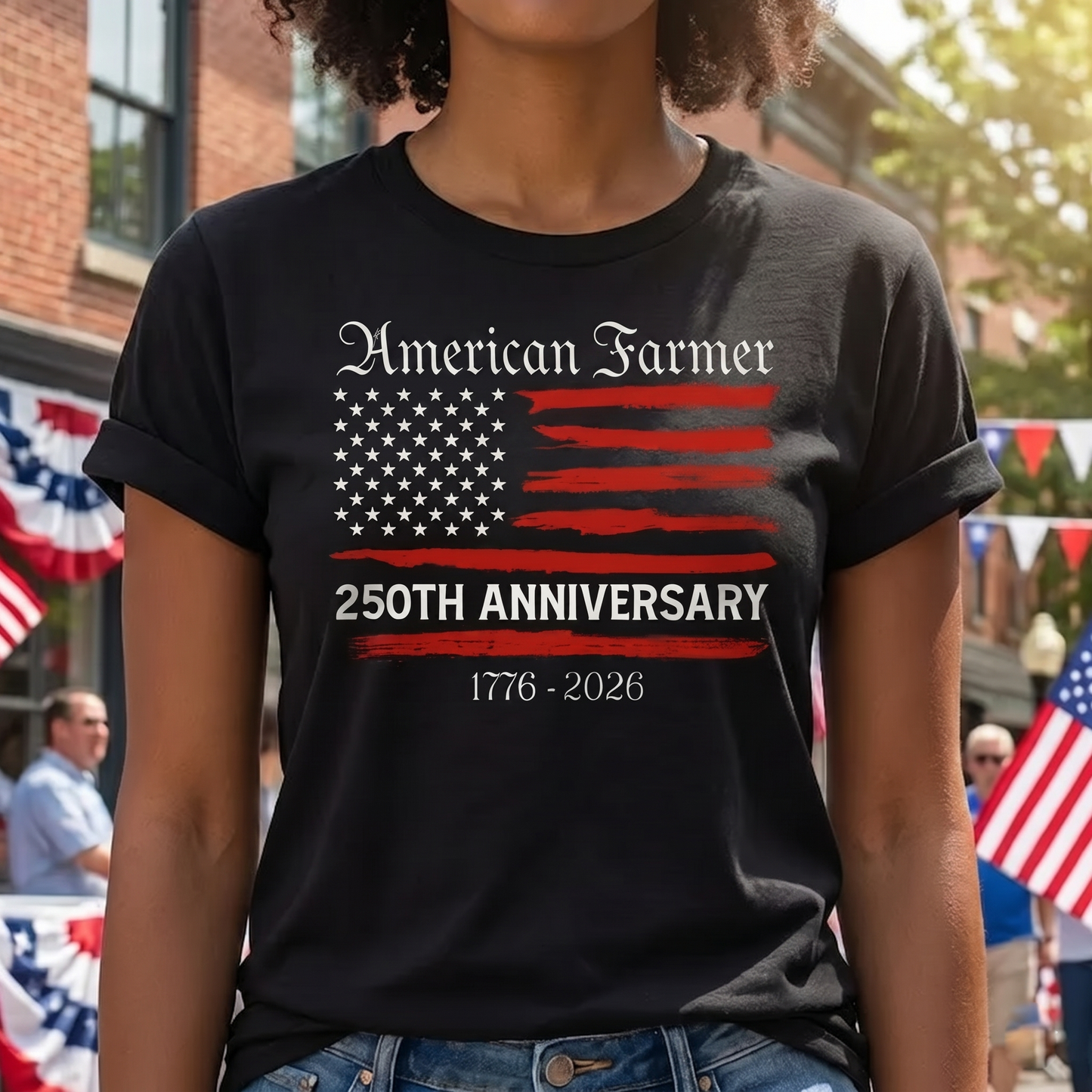 Patriotic Shirt, American farmer 250th Anniversary Semiquincentennial Unisex T-Shirt - myfunfarm