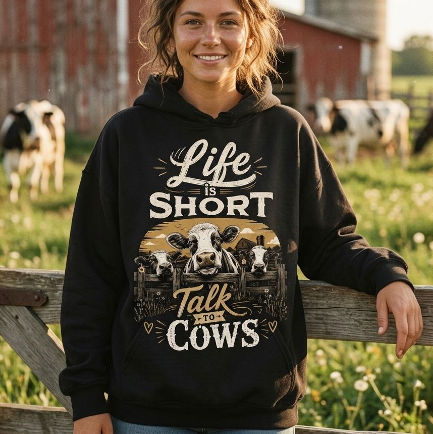 Life is short Talk to Cows Unisex T-Shirt,  Funny Cow Comfort Colors Shirt