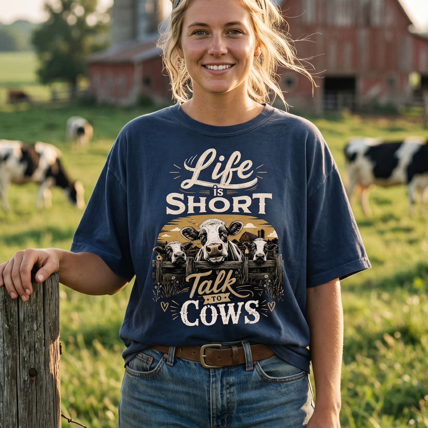 Life is short Talk to Cows Unisex T-Shirt,  Funny Cow Comfort Colors Shirt