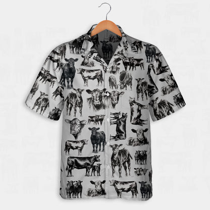 Cattle pattern white and blue, red, green  - Hawaiian Shirt, Shorts for adult and youth - myfunfarm