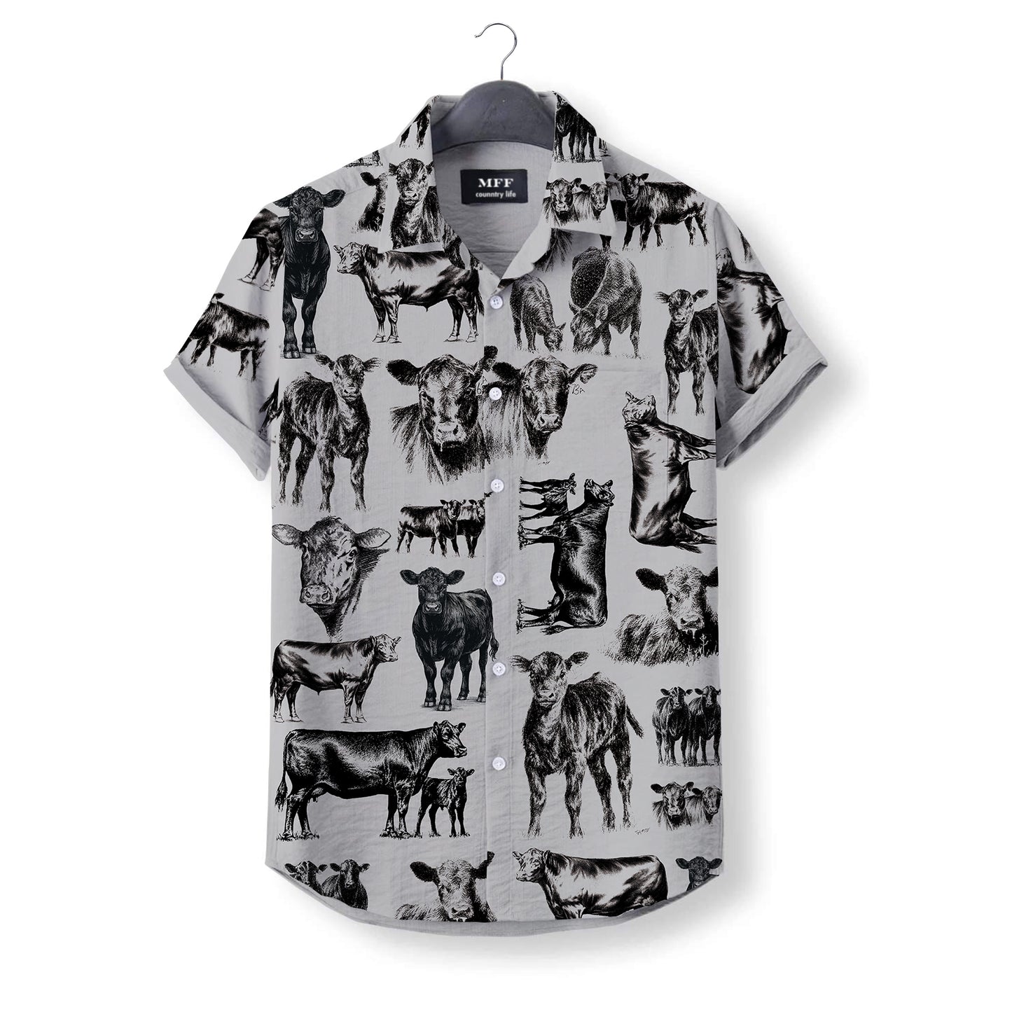 Black Angus Cattle pattern - Hawaiian Shirt for adult and youth - myfunfarm