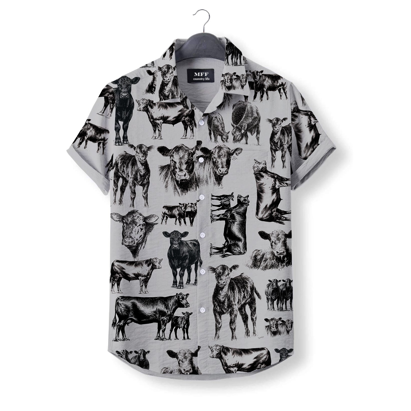 Black Angus Cattle pattern - Hawaiian Shirt for adult and youth - myfunfarm
