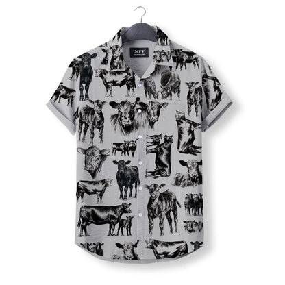 Black Angus Cattle pattern - Hawaiian Shirt for adult and youth - myfunfarm