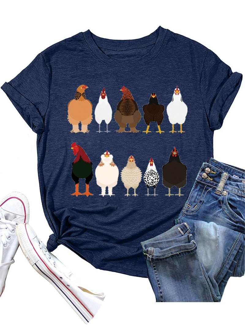 Cute Ten roosters humorous hen Unisex T-shirt - myfunfarm