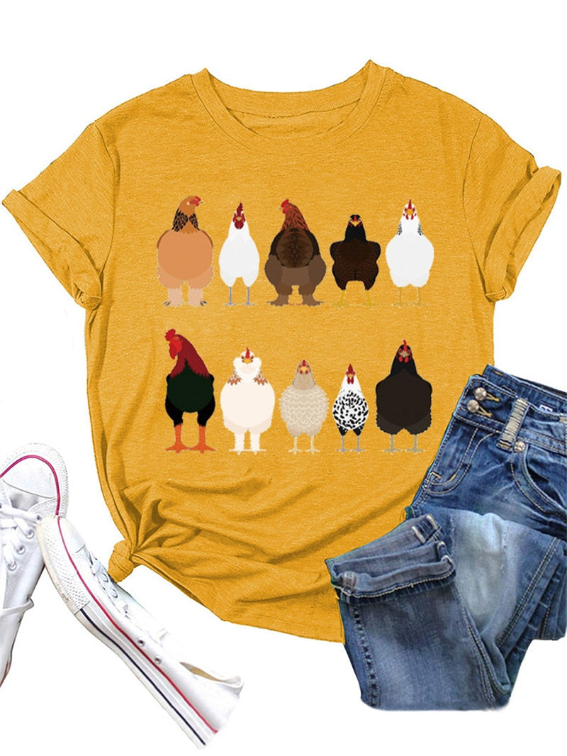 Cute Ten roosters humorous hen Unisex T-shirt - myfunfarm