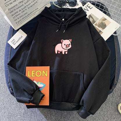 Oversized Hoodie Cute Pig Printed  Thick Warm for pig lovers - myfunfarm