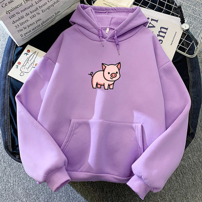 Oversized Hoodie Cute Pig Printed  Thick Warm for pig lovers - myfunfarm