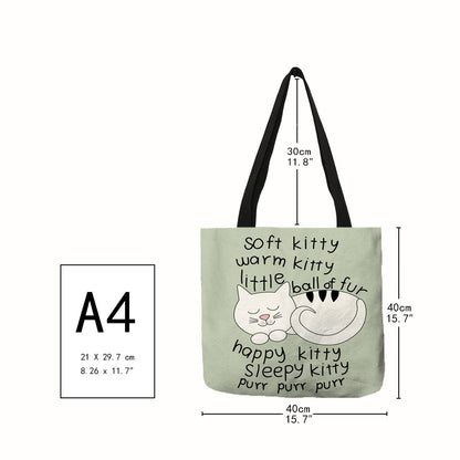 Tote bag Cute Cartoon Cats Printed Handbag Eco Linen