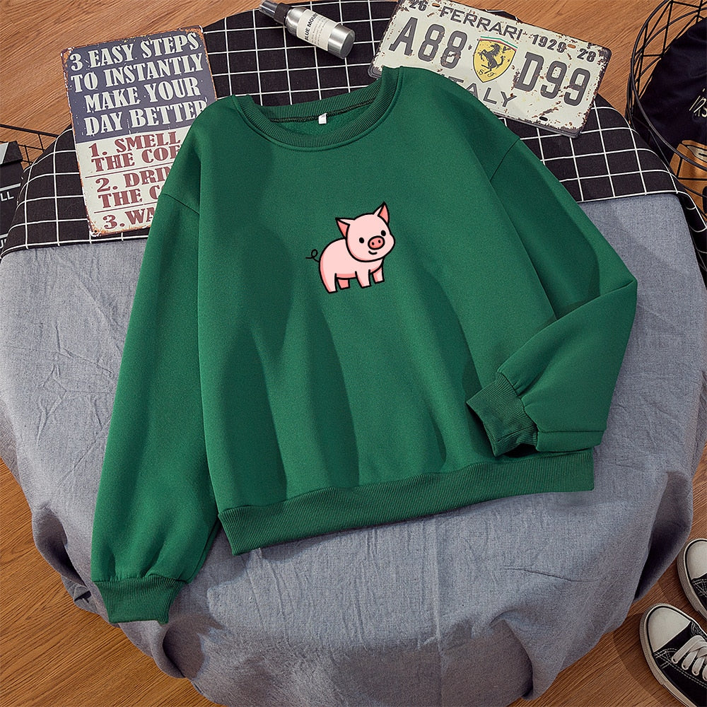 Oversized Hoodie Cute Pig Printed  Thick Warm for pig lovers - myfunfarm