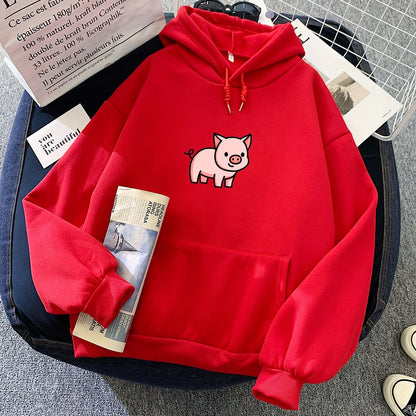 Oversized Hoodie Cute Pig Printed  Thick Warm for pig lovers - myfunfarm