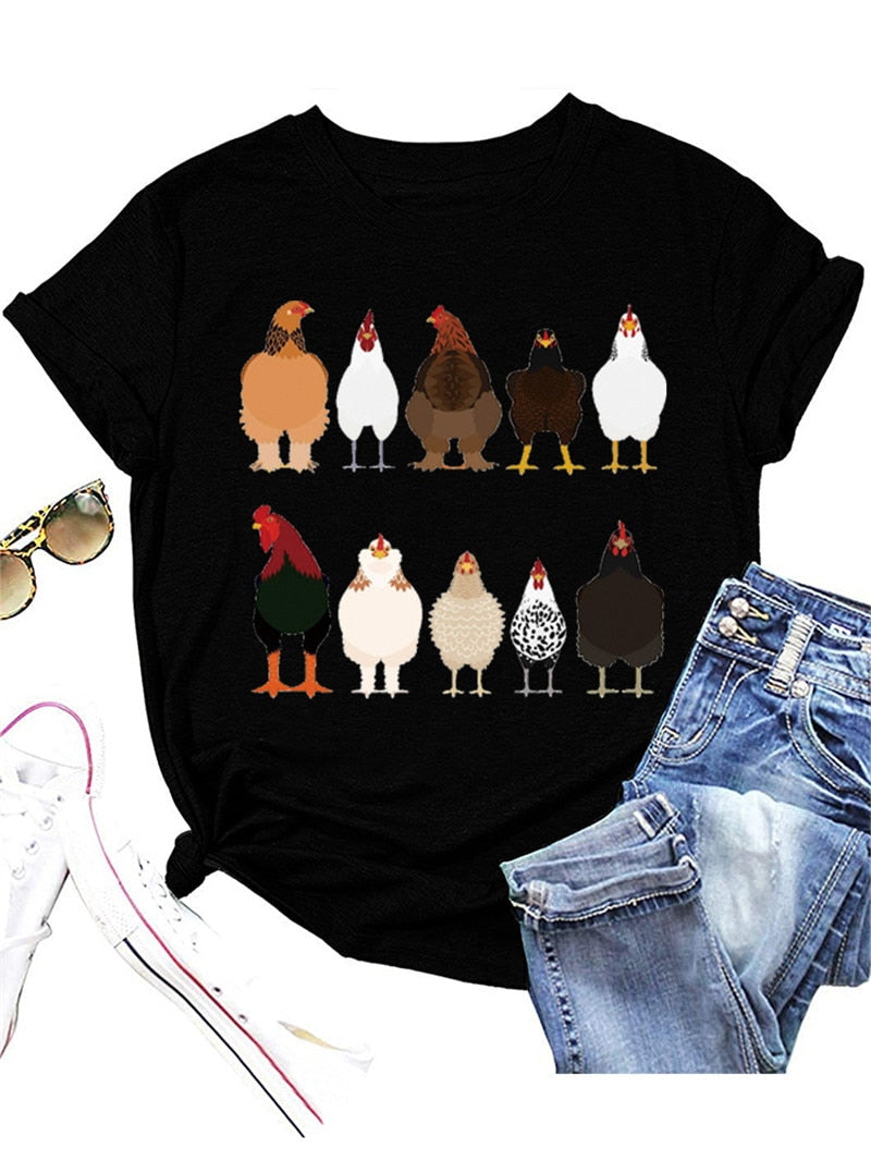 Cute Ten roosters humorous hen Unisex T-shirt - myfunfarm