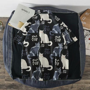 Hawaiian Shirt black cat Pattern