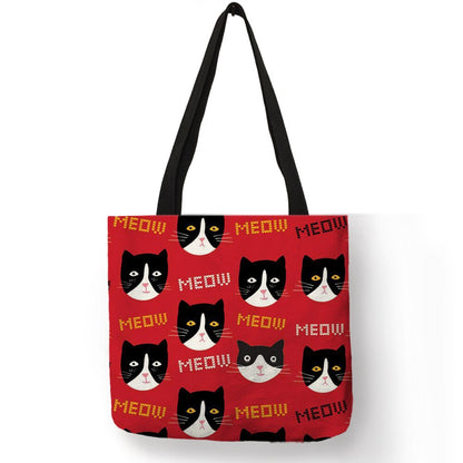 Tote bag Cute Cartoon Cats Printed Handbag Eco Linen