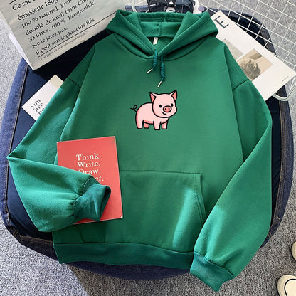 Oversized Hoodie Cute Pig Printed  Thick Warm for pig lovers - myfunfarm